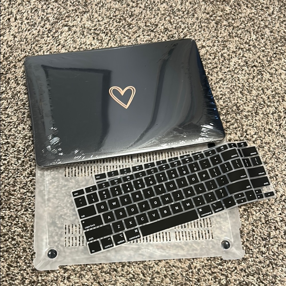 Black Laptop with Heart Design
